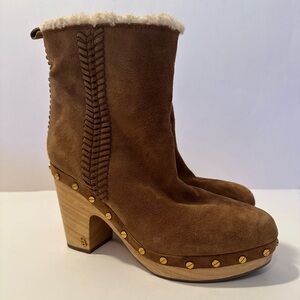 Veronica Beard Daxi Genuine Shearling Lined Clog Bootie - Size 9